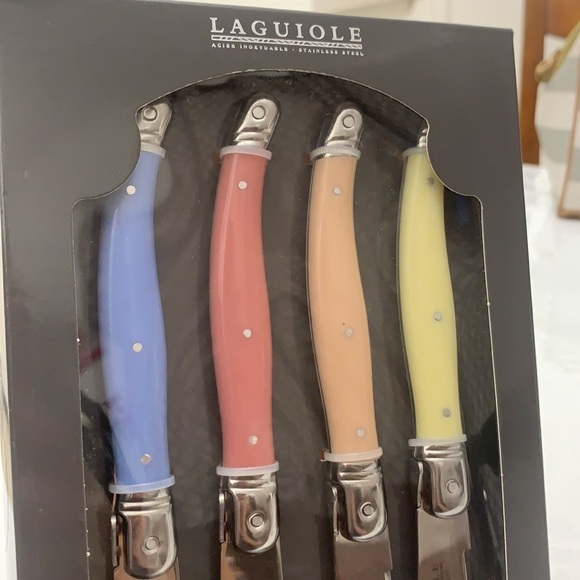 𝅺laguiole 4-Piece Steak Knife Set SS Pastel Sunset Colors - Picture 4 of 4